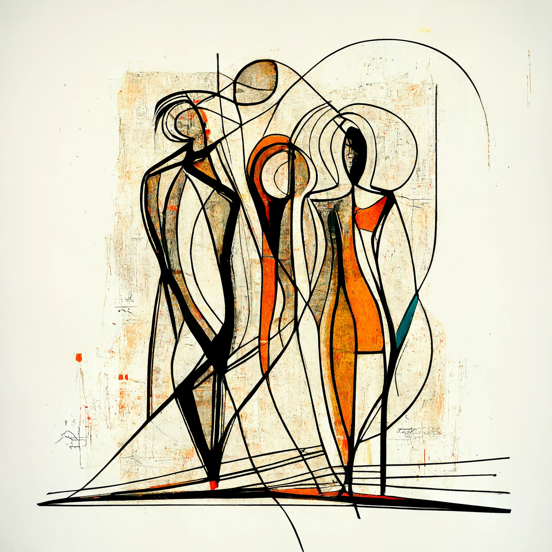 Figuras abstractas aisladas explorando soledad contemporánea