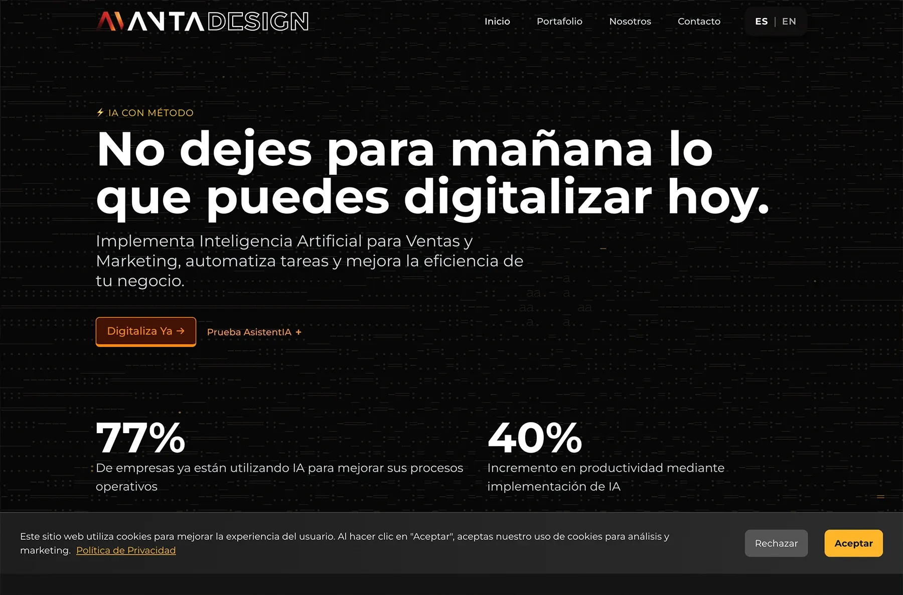 Sitio web Avanta · Avanta