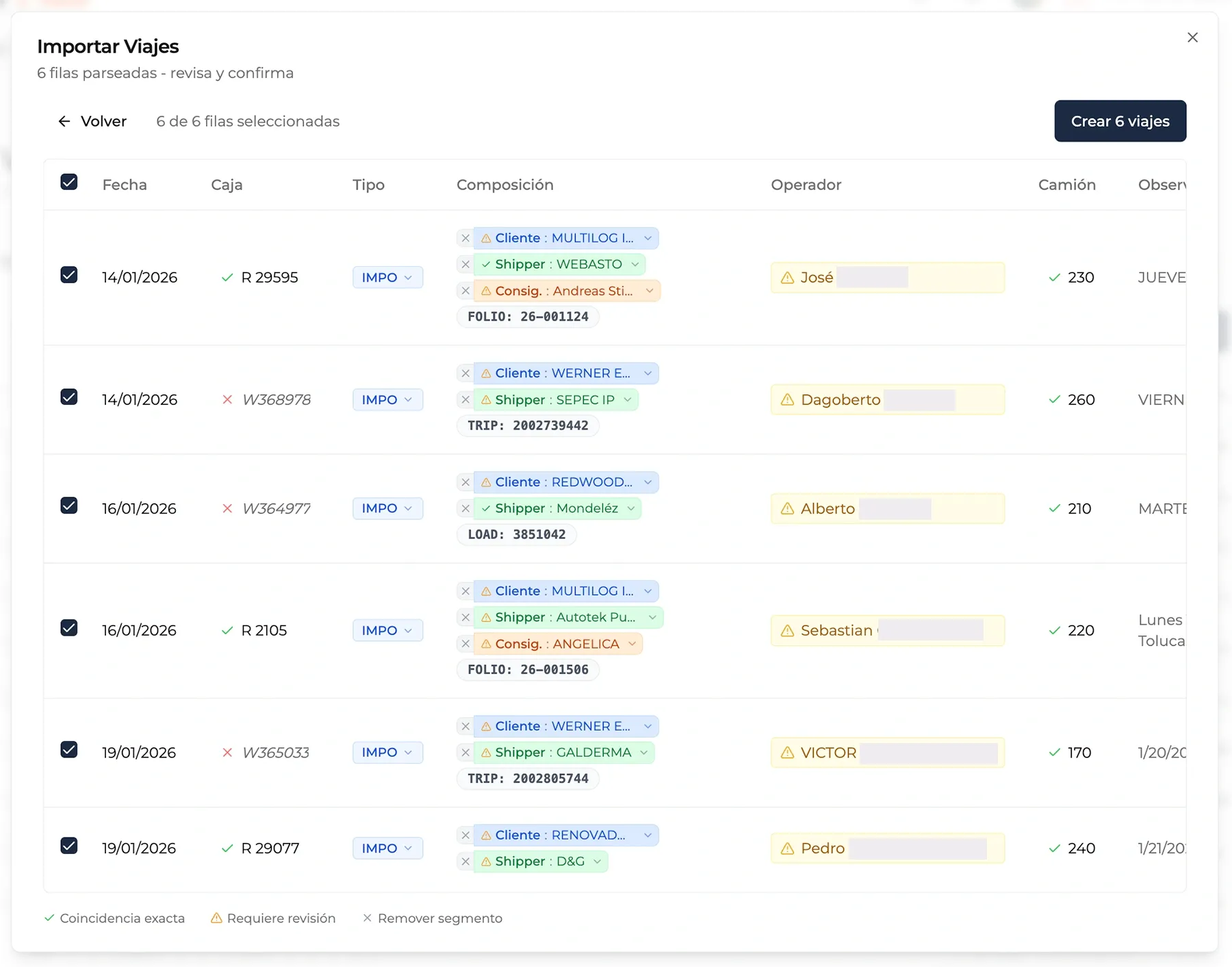 Importación masiva de datos, paso 2.