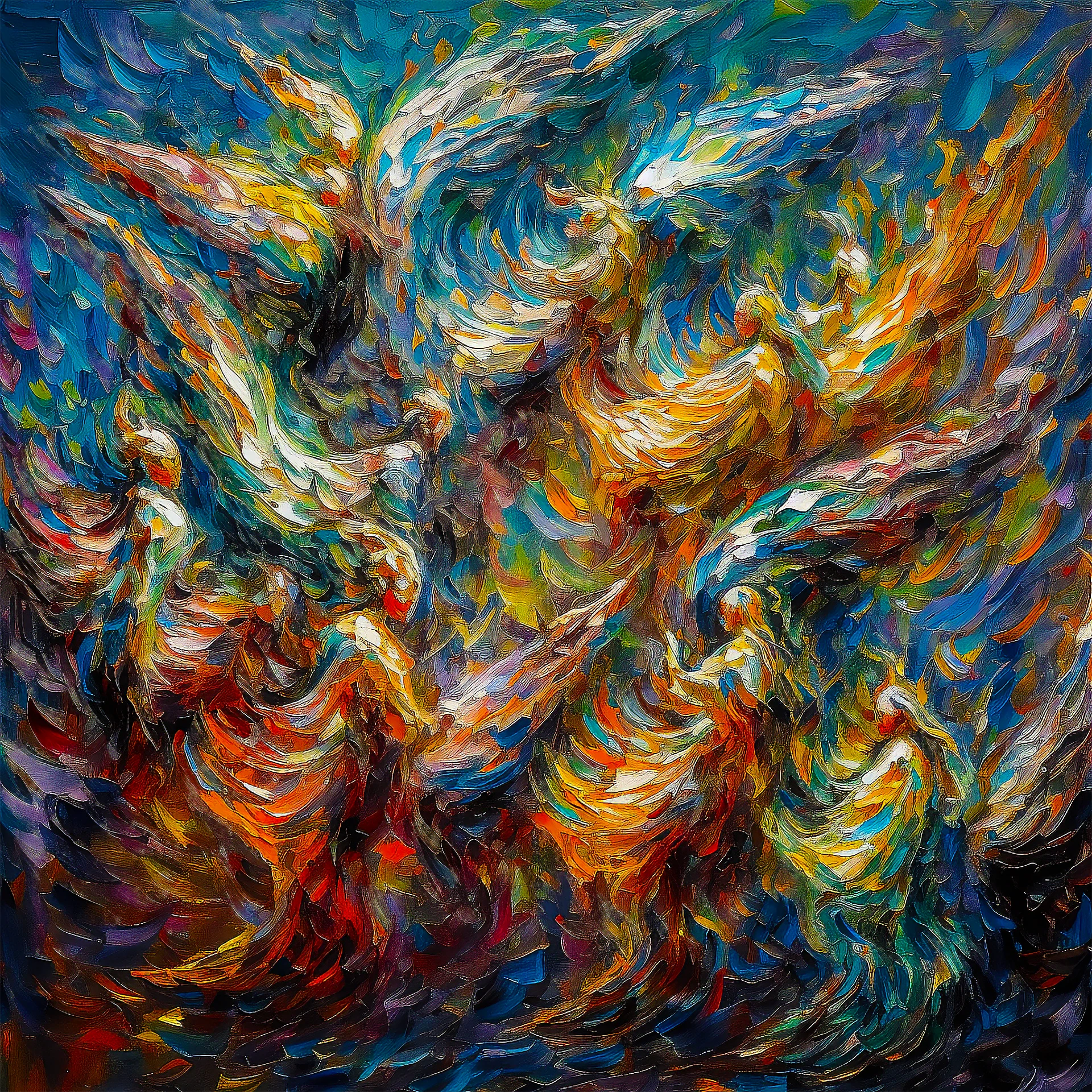 Arte digital sobre creadores de ángeles y manifestación espiritual