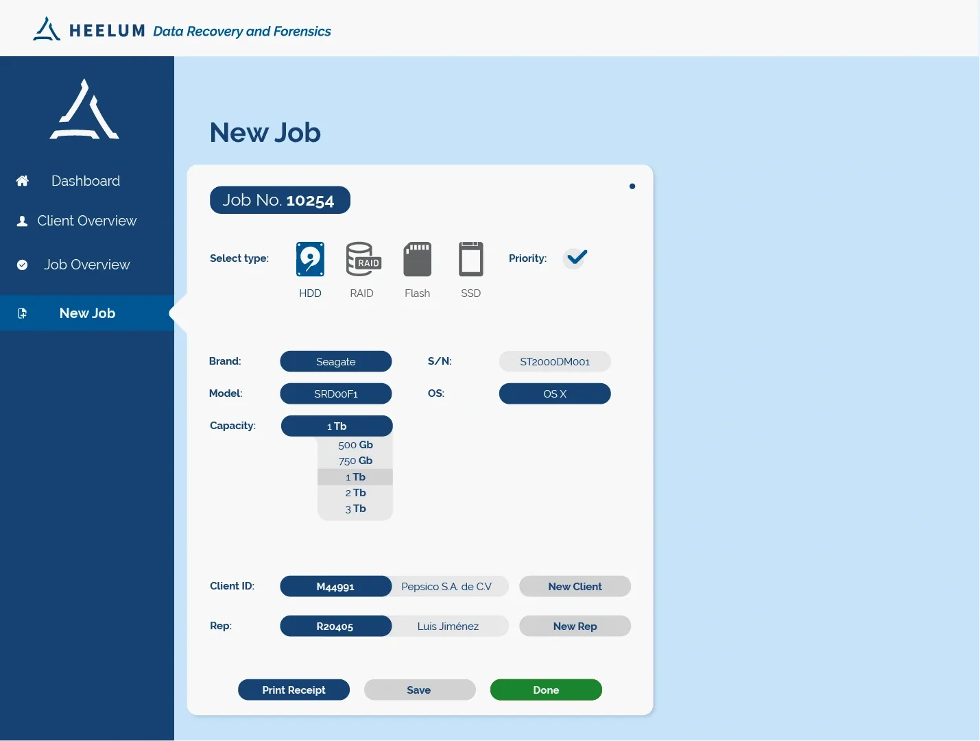 Captura de información y creación de un nuevo job. Casos para unidad de almacenamiento individual y arreglos RAID (Múltiples unidades). Nivel 1.