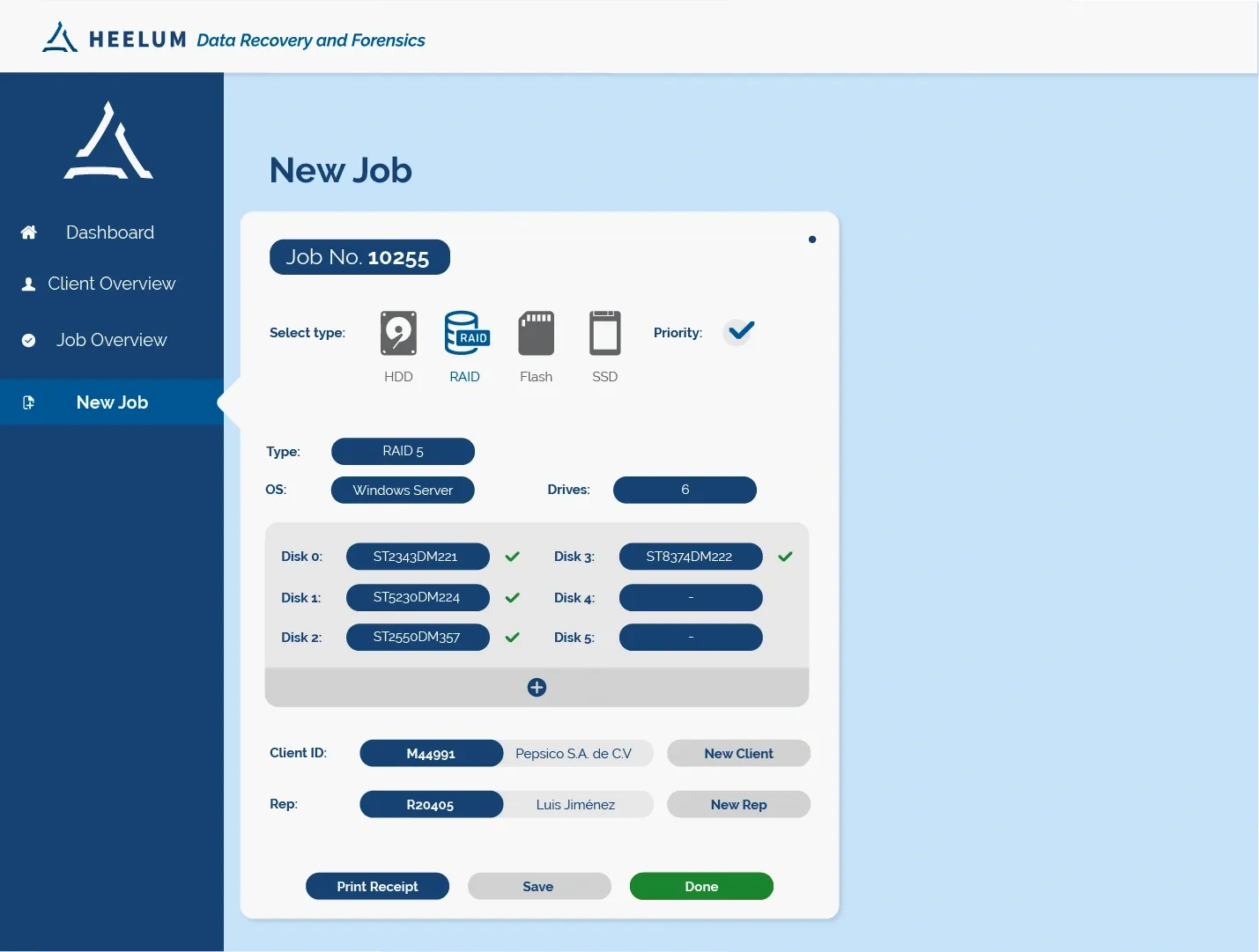Captura de información y creación de un nuevo job. Casos para unidad de almacenamiento individual y arreglos RAID (Múltiples unidades). Nivel 1.
