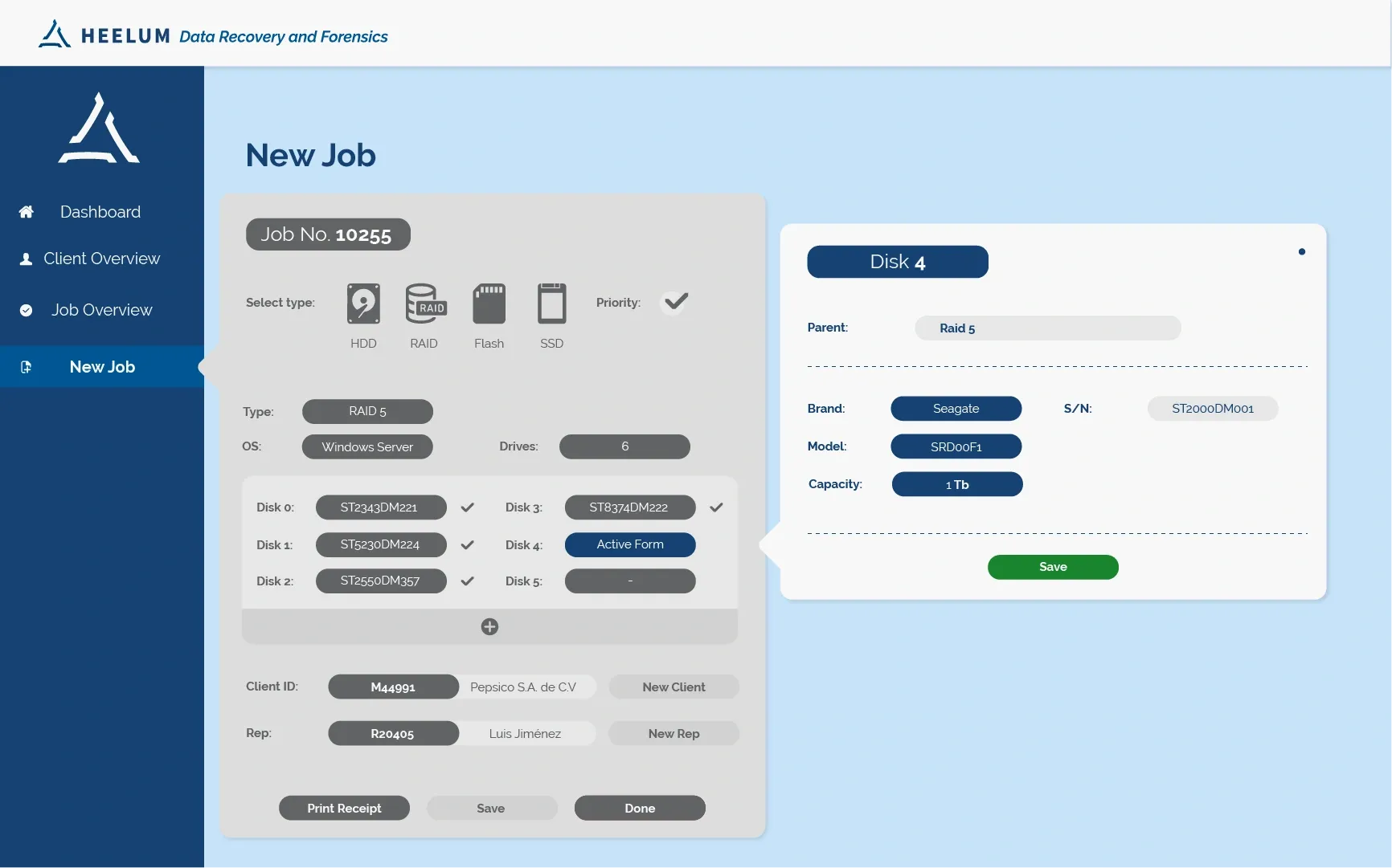 Captura de información y creación de un nuevo job. Casos para unidad de almacenamiento individual y arreglos RAID (Múltiples unidades). Nivel 2.