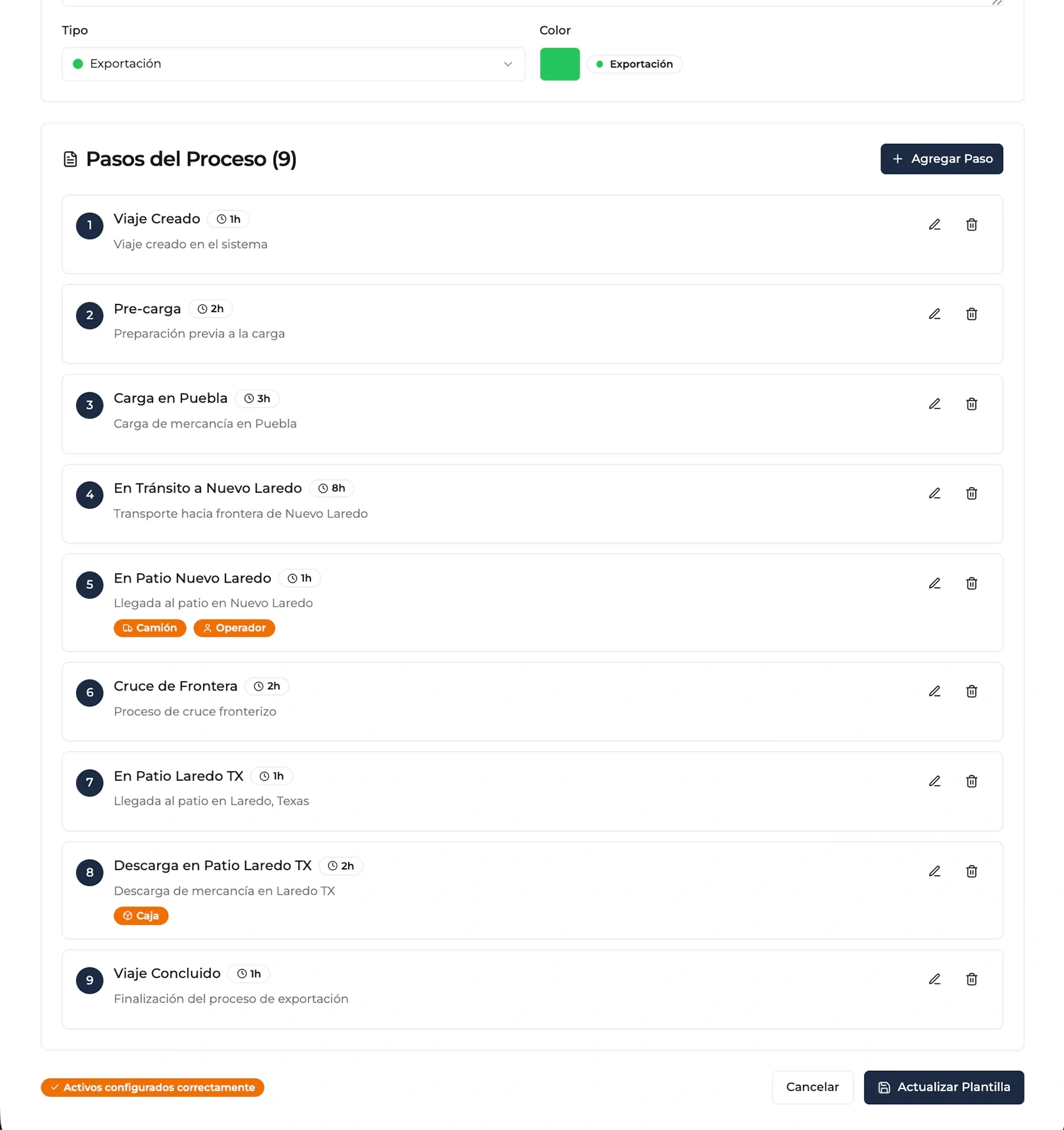 Editor de plantillas operativas en Potenza.