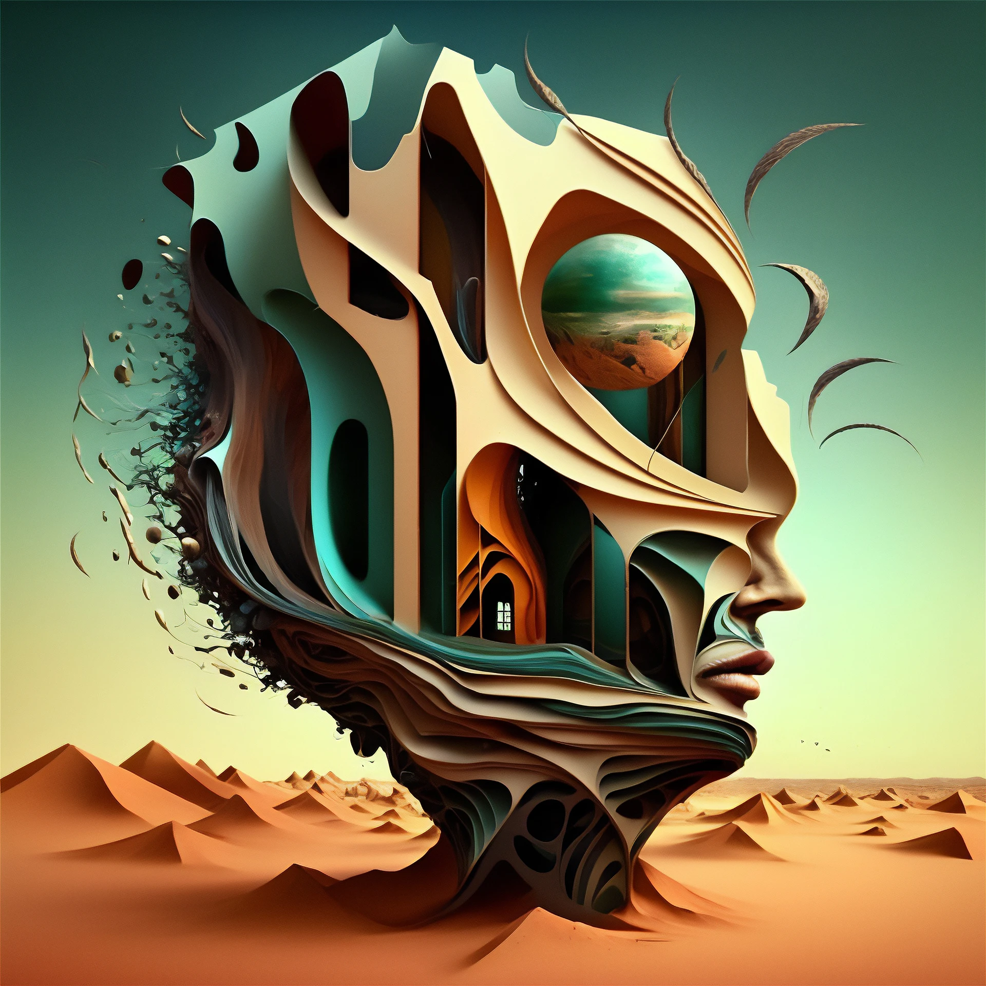 Arte digital explorando levedad existencial inspirada en Kundera