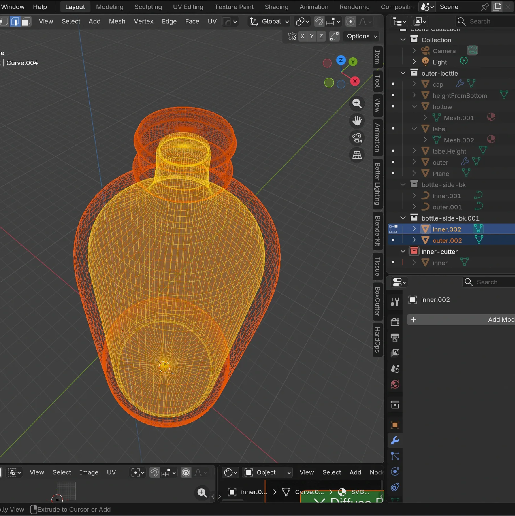 Modelado de botella en Blender - paso 01