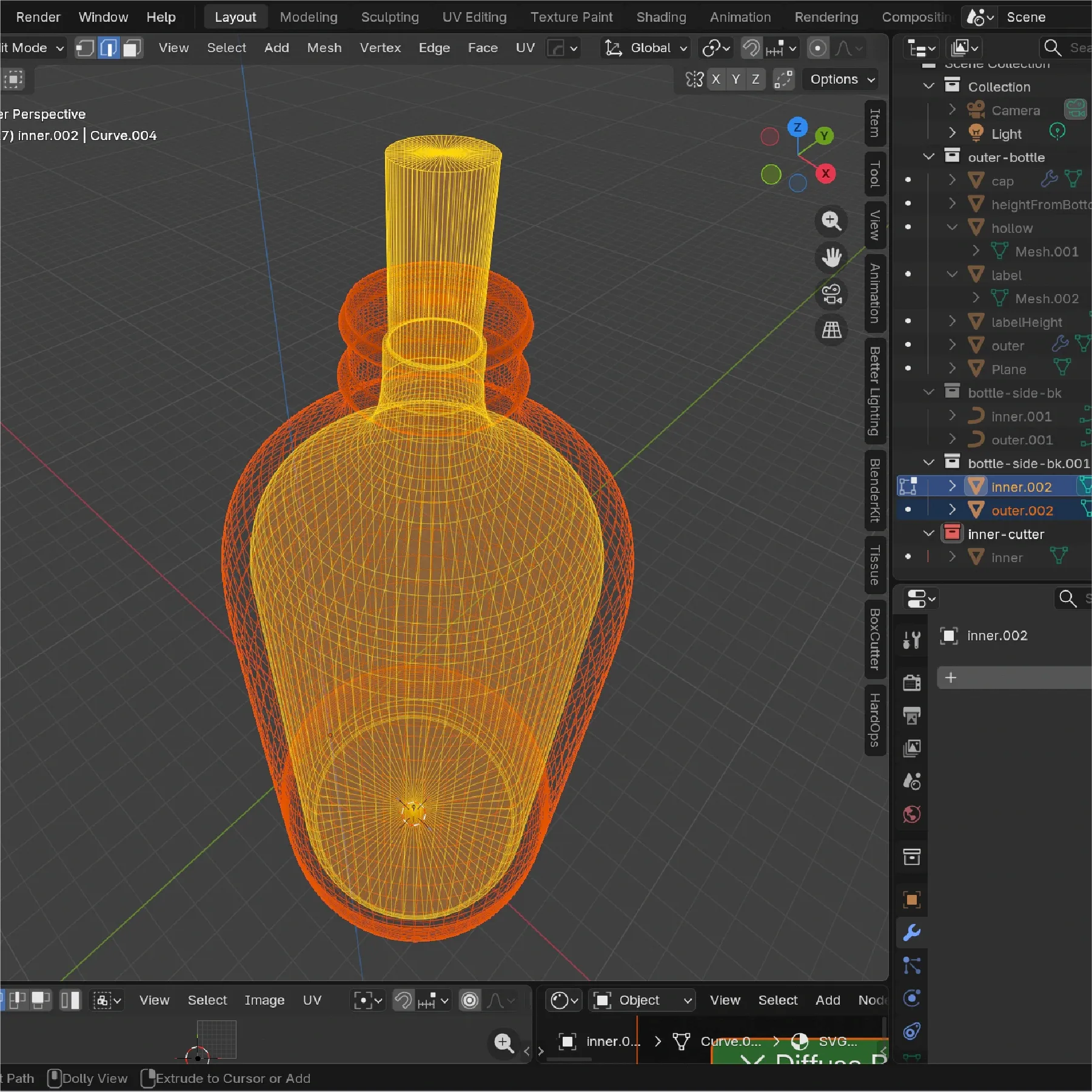 Modelado de botella en Blender - paso 02