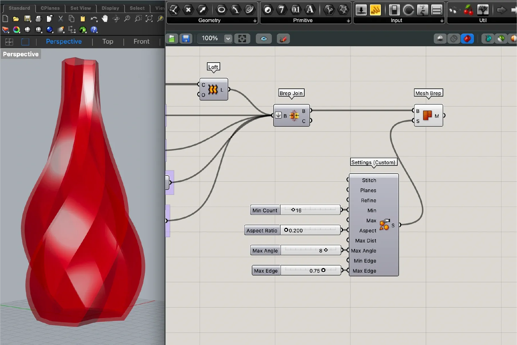 Aplicación de grosor para convertir la superficie en sólido
