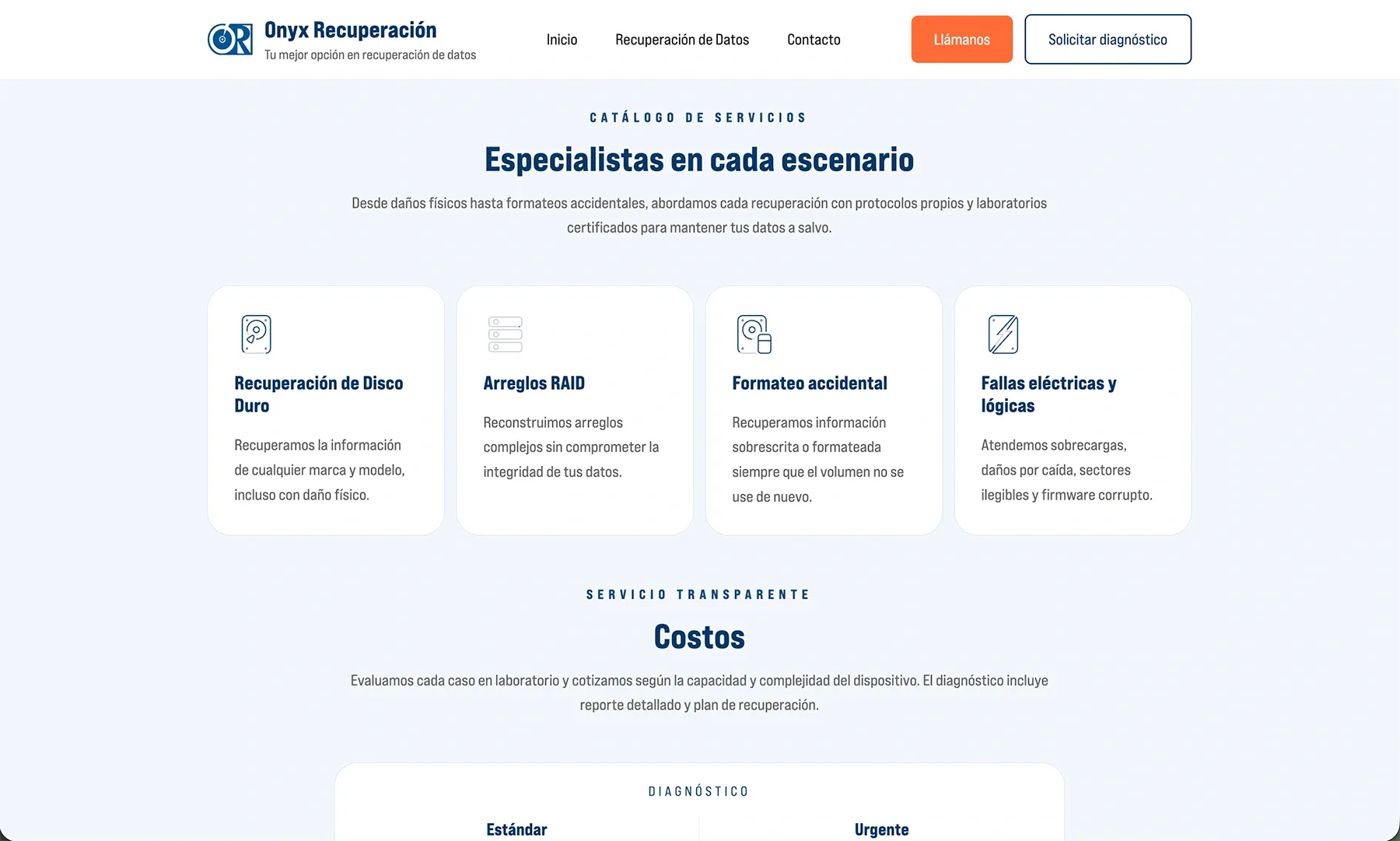 Sitio web Onyx Recuperación · Onyx Recuperación