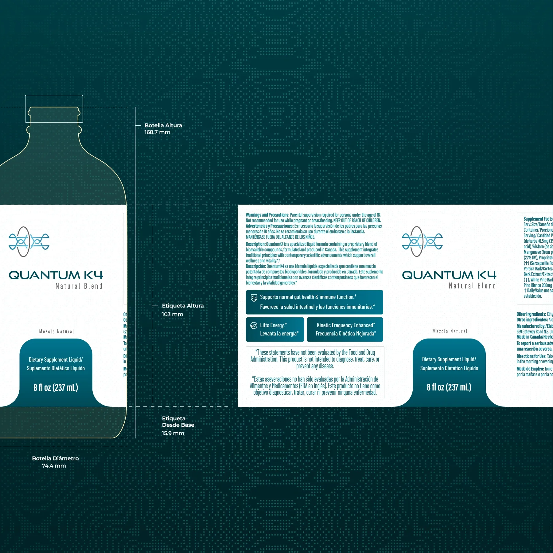 Diseño de etiqueta a partir de dimensiones de botella