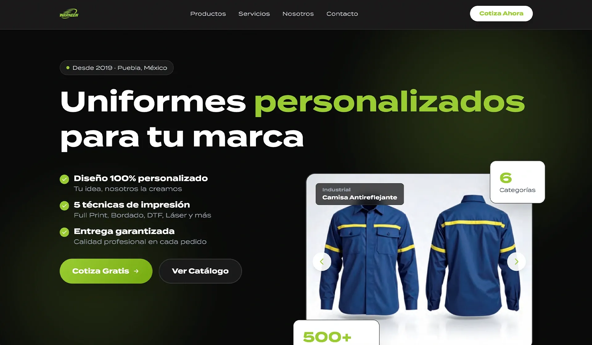 Sitio web Warneen · Warneen
